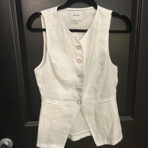 Reformation White Linen Sleeveless Top
